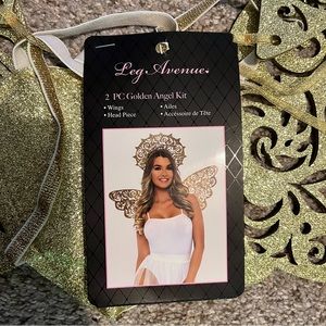 Next Day Ship- Leg Avenue Gold Angel Wings and Halo Halloween Costume One Size